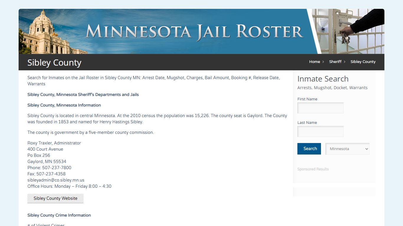 Sibley County | Jail Roster Search